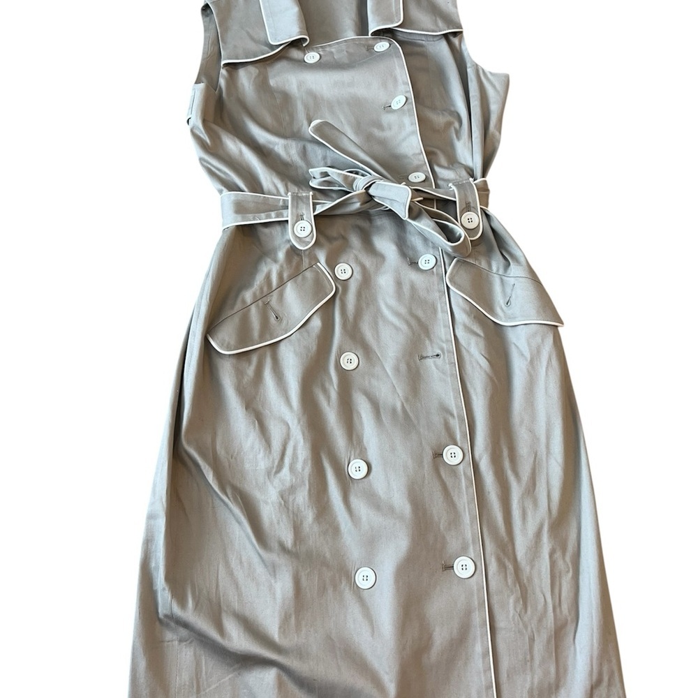 Calvin Klein Double Breasted Trench Dress Size 6 Belted Sheath Dress Military